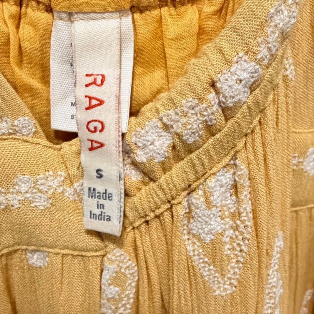 Anthropologie Raga Summerland Cross Back Boho Maxi Dress Marigold Yellow size S - Picture 4 of 5